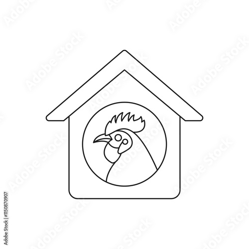 Chicken house. Rooster cage icon line style isolated on white background. Vector illustration