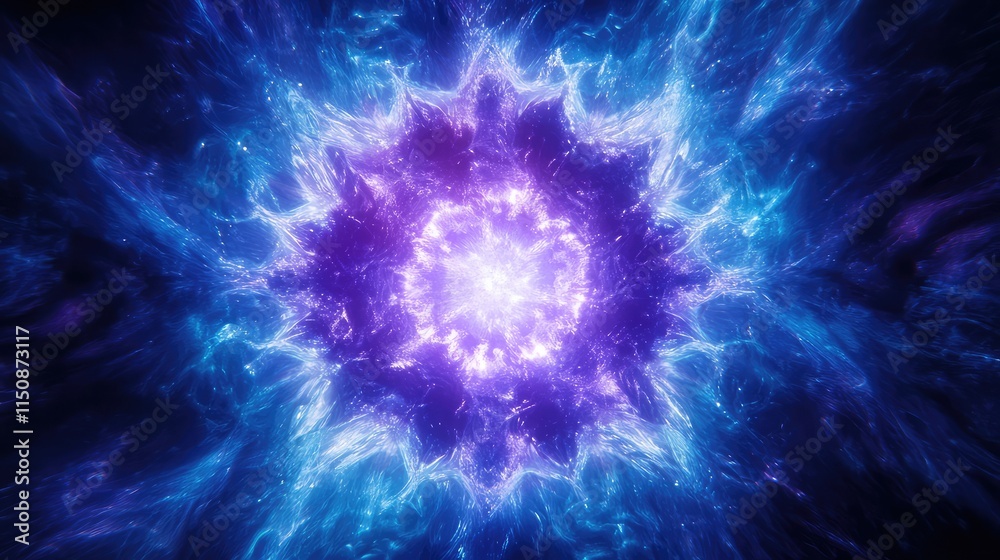 Vibrant Cosmic Explosion with Abstract Blue and Purple Energy Swirls Vibrant Cosmic Explosion with Abstract Blue and Purple Energy Swirls