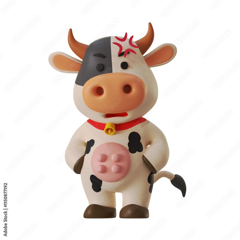 Mascot Cute Cow Angry mad furious Mascot Cute Cow Angry mad furious