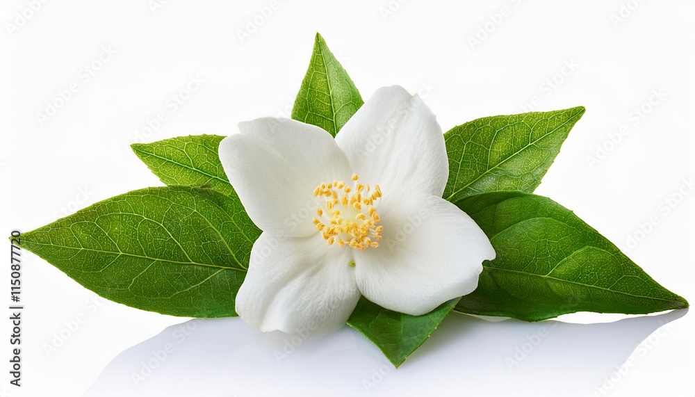 Obraz premium Jasmine on white background isolated. Beautiful flower.