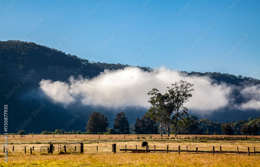 Countryside Australia with low lying cloud cover