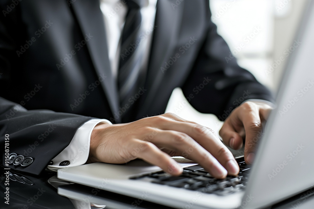 Professional Typing on Laptop During Work Professional Typing on Laptop During Work