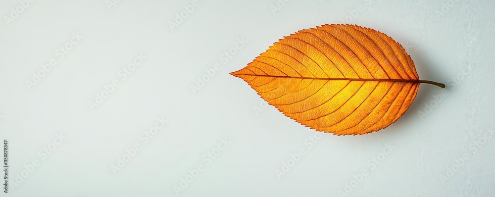 Obraz premium Serene nature concept. A vibrant orange leaf isolated on a soft background showcasing natural beauty.