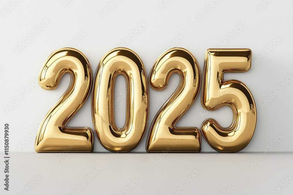 Gold 2025 Numbers on White Surface Gold 2025 Numbers on White Surface