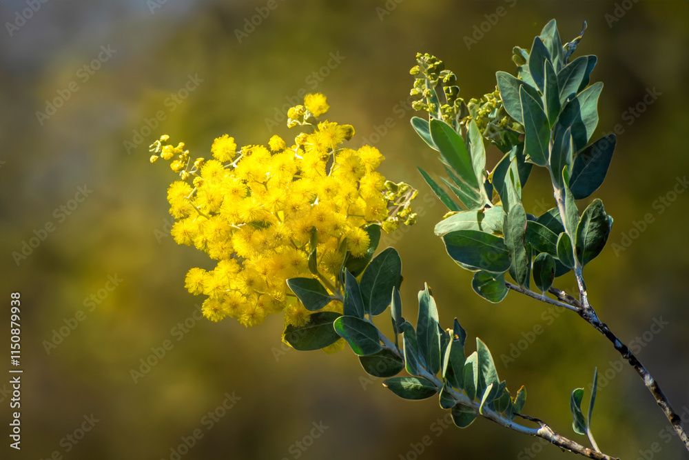 A branch of mimosa in bloom
