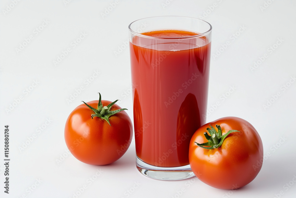 Glass of Fresh Tomato Juice with Whole Tomatoes Glass of Fresh Tomato Juice with Whole Tomatoes