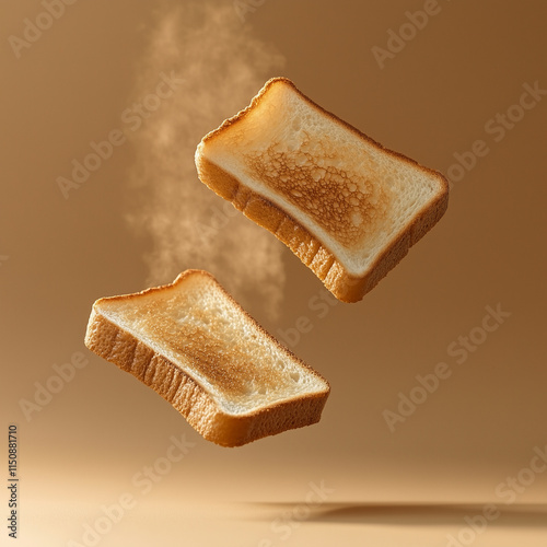 Creative Concept of Toast Slices Floating Mid-Air