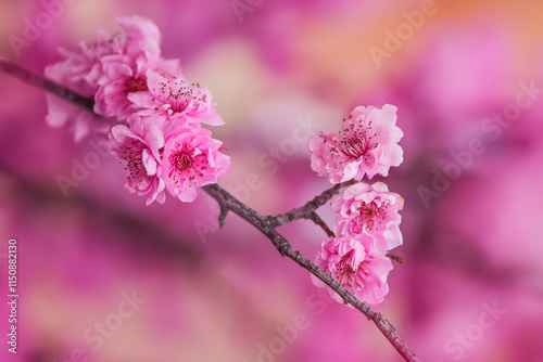 Obraz na płótnie Pink blossoms on a branch w salonie