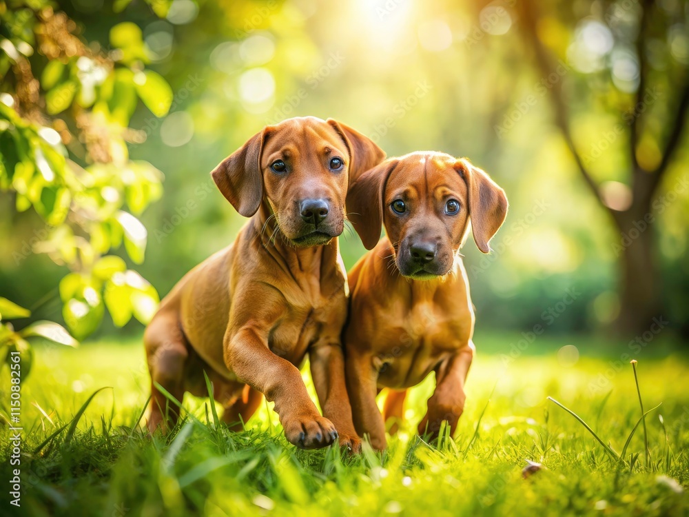 Rhodesian Ridgeback Puppies Playing: Adorable Garden Photoshoot - Cute Dog Images Rhodesian Ridgeback Puppies Playing: Adorable Garden Photoshoot - Cute Dog Images