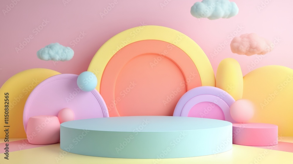 Fototapeta premium 3D abstract shapes in a pastel palette