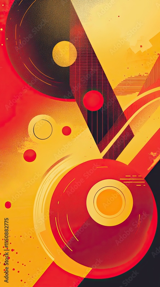 Obraz premium Abstract Red Yellow Geometric Circular Design