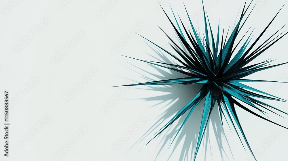 Obraz premium A bold and striking image of a thick, teal-colored line with spiky, jagged edges, standing out with its sharp and dynamic design. The line captures attention with its vibrant color and dramatic