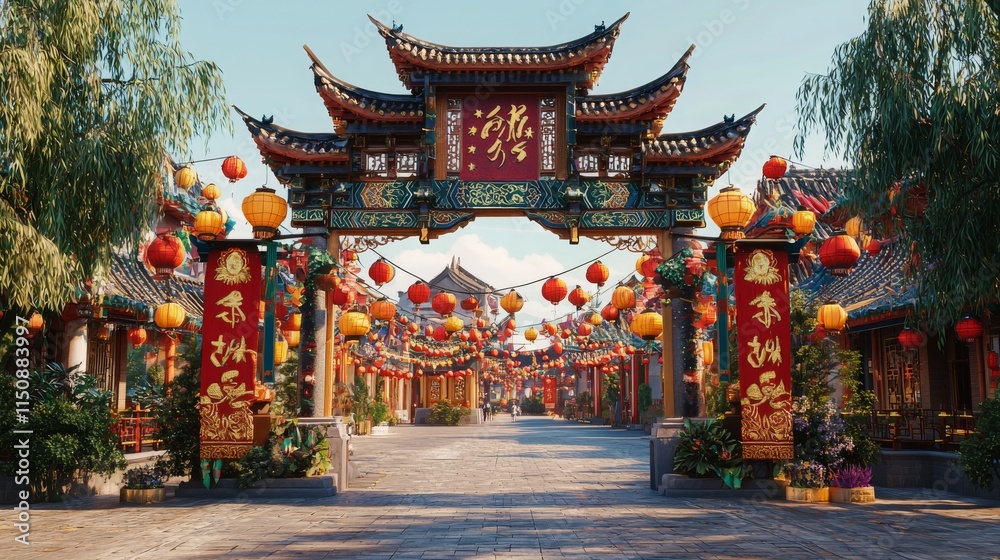 Obraz premium Beautifully Decorated Chinese Archway