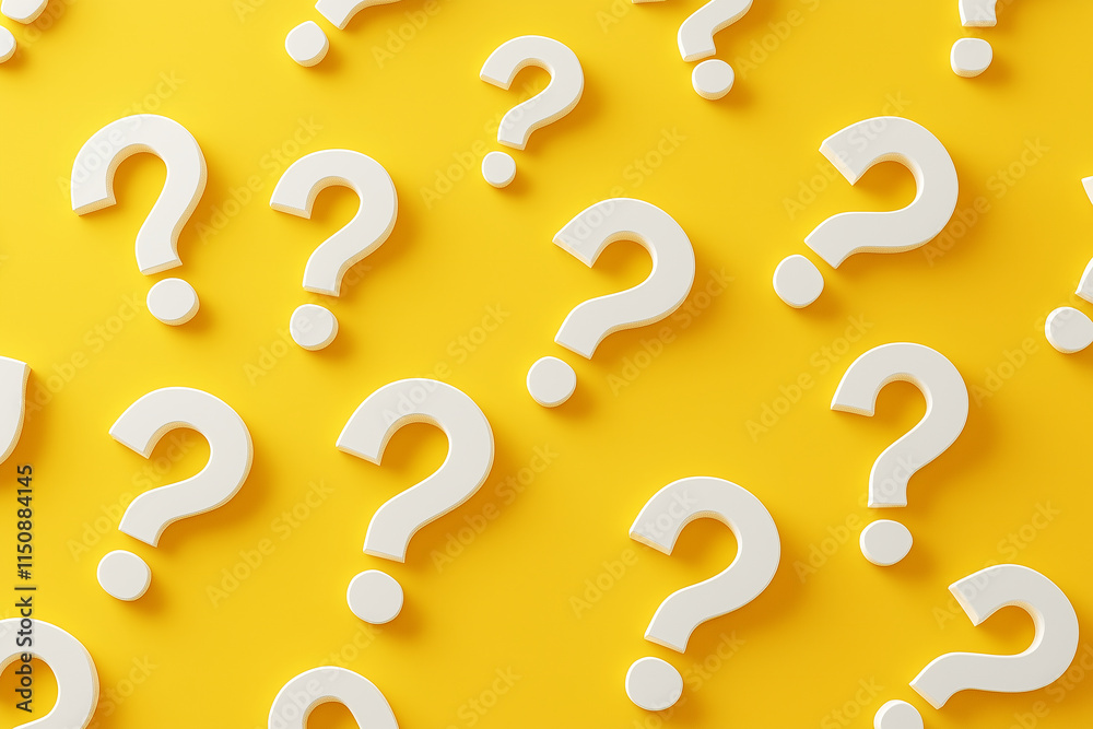 Abstract Question Marks on Bright Yellow Background Abstract Question Marks on Bright Yellow Background