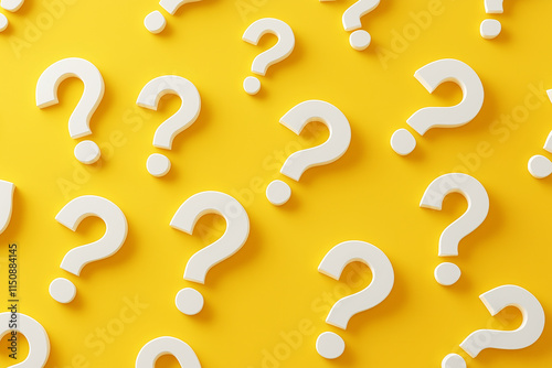 Abstract Question Marks on Bright Yellow Background