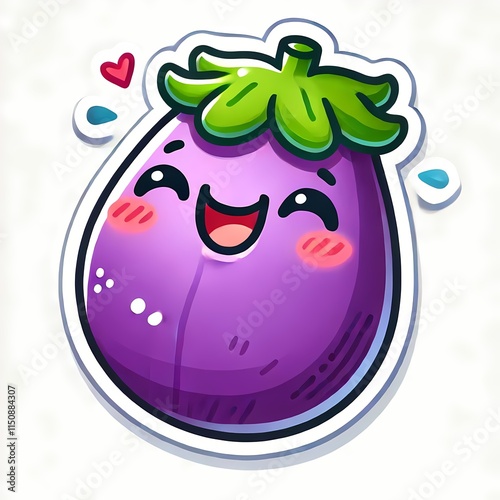 Kawaii Eggplant Sticker