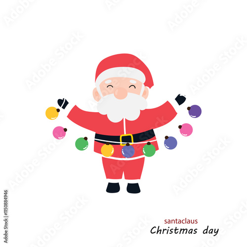 popular cartoon santa wearing christmas costume different pose activity. Cute Santa Clauses in different poses