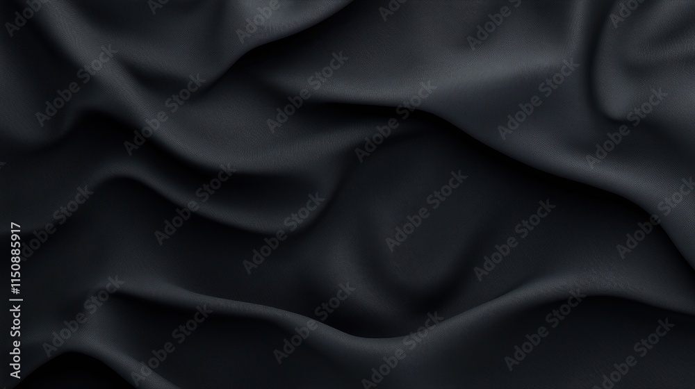 Obraz premium Charcoal Black Fabric Texture with Abstract Folds in Dark Tones for Background Design and Modern Aesthetic Concepts in Photography Perfect for Elegant and Contemporary Visual Projects