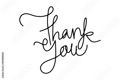black hand drawing thankyou isolated on white  background. templates card. Thank You Typography Greeting Card - Elegant and Appreciative Design.