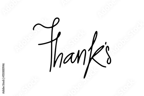 black hand drawing thankyou isolated on white  background. templates card. Thank You Typography Greeting Card - Elegant and Appreciative Design.