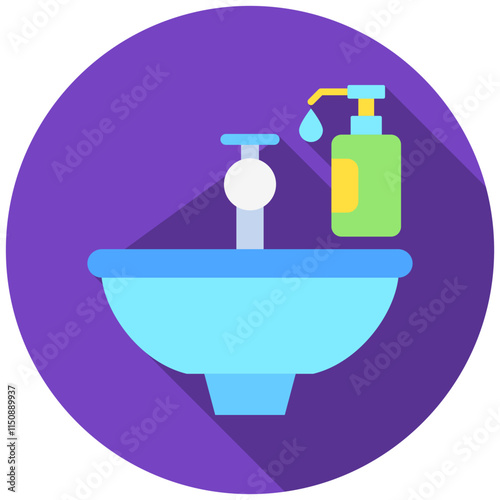 Hand wash rounded flat color icon, use for UI, UX, app and web development, digital or print. for industry, hospital management, health theme.