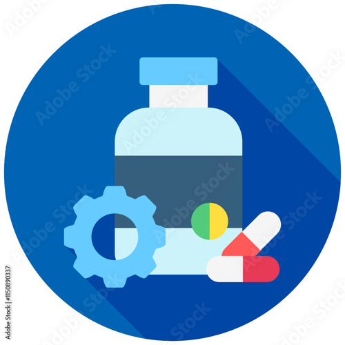 Pharmacy rounded flat color icon, use for UI, UX, app and web development, digital or print. for industry, hospital management, health theme.