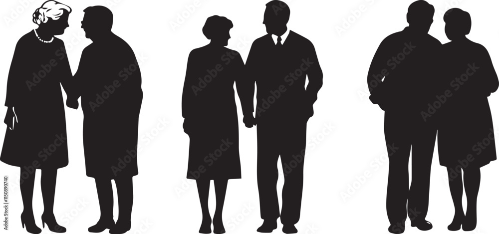Silhouette of a couple of grandparents vector silhouette Silhouette of a couple of grandparents vector silhouette