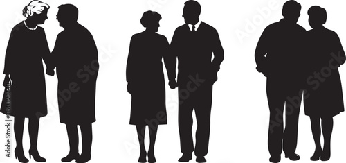 Silhouette of a couple of grandparents vector silhouette