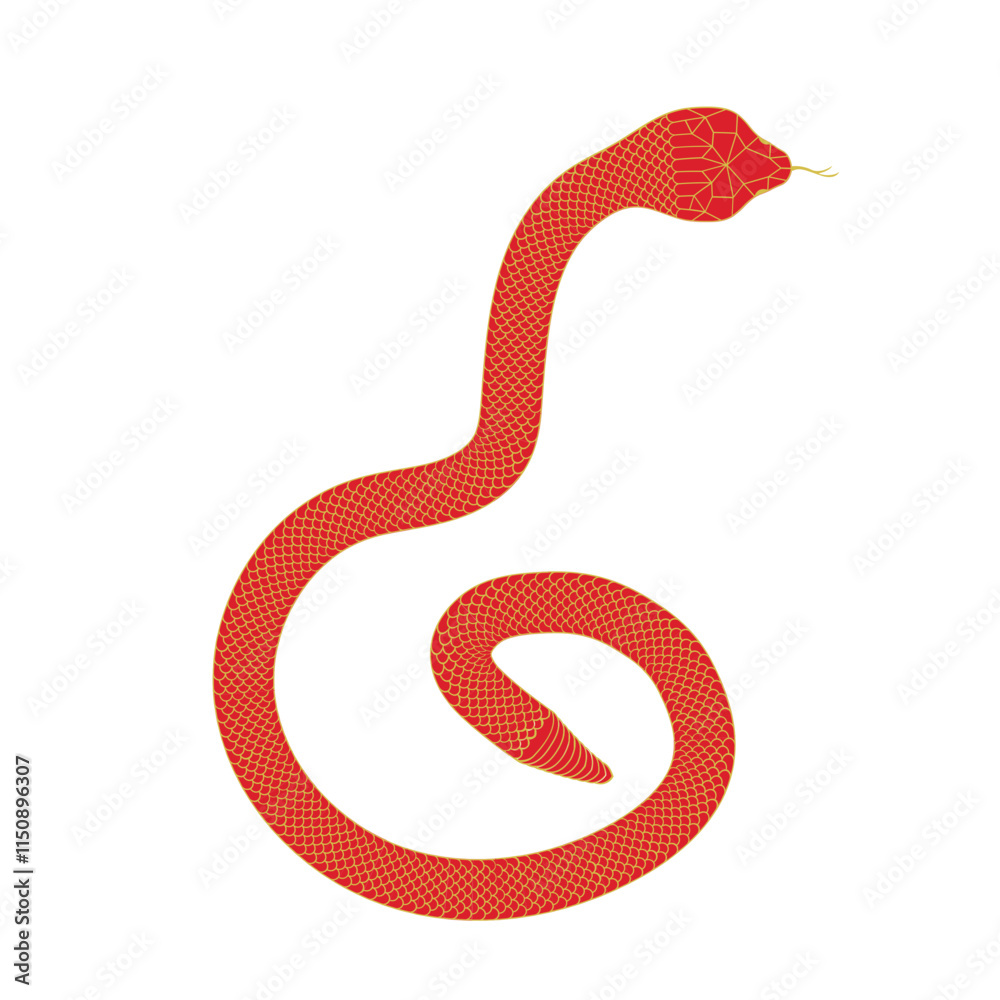 Naklejka premium Red Wood Snake Silhouette Design Vector