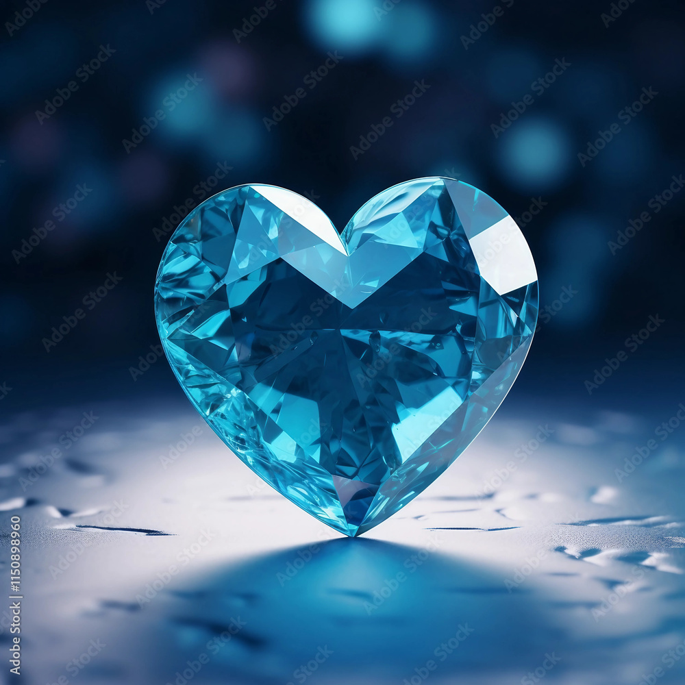 Fototapeta premium : Blue Heart Shaped Object on Abstract Background 