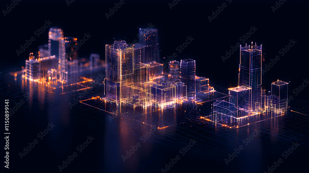 Fototapeta premium Digital Urban Environment Scan - Autonomous Vehicle Navigation Technology