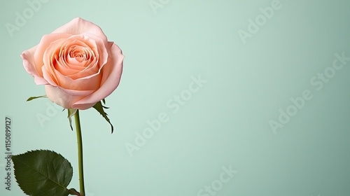 Wallpaper Mural Minimal rose concept. A beautiful, soft pink rose against a mint green background. Torontodigital.ca