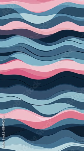 Abstract Wave Pattern in Blues and Pinks
