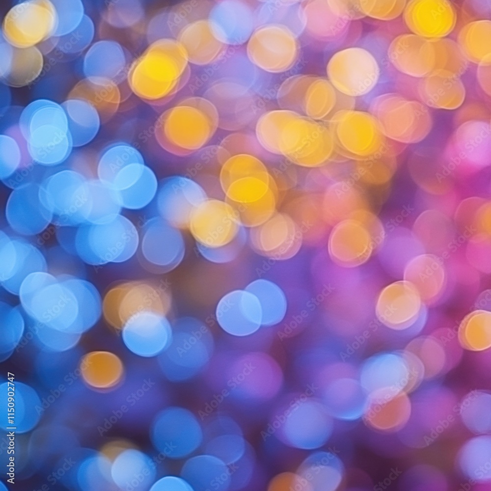 Obraz premium Blurry image of colorful circles with a blue and yellow background
