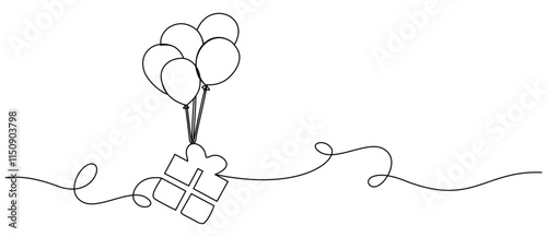 vector illustration of a birthday celebration with balloons and cake
