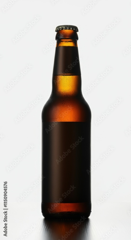 Bottle mockup. Brown beer bottle with a blank label, perfect for branding Bottle mockup. Brown beer bottle with a blank label, perfect for branding