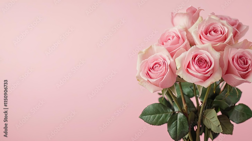 Minimal rose concept. A bouquet of delicate pink roses against a soft pink background. Minimal rose concept. A bouquet of delicate pink roses against a soft pink background.