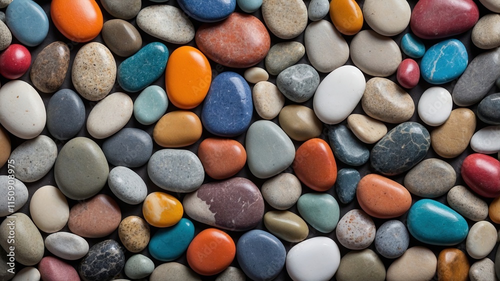 Colorful pebbles with smooth rounded shapes Colorful pebbles with smooth rounded shapes