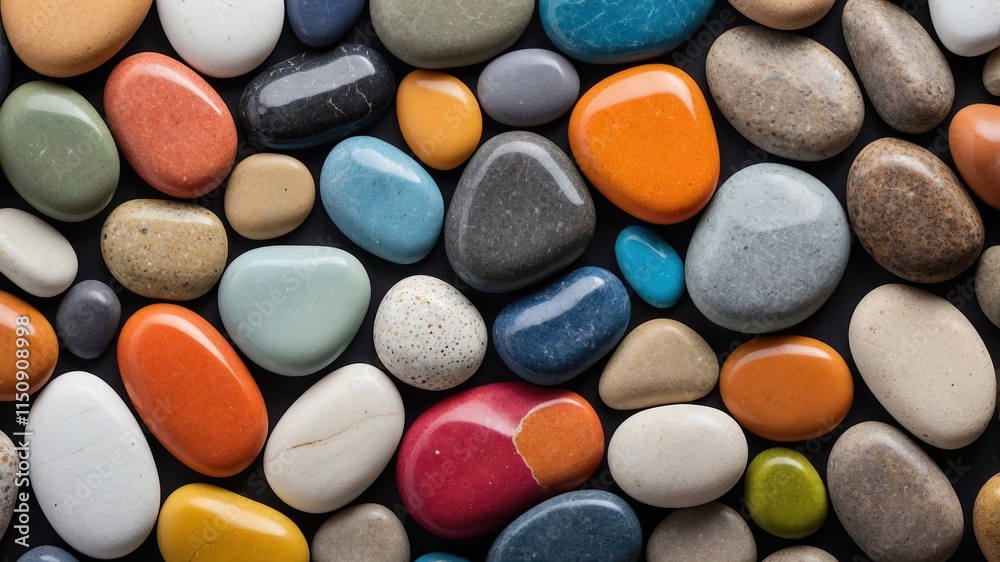 Colorful pebbles with smooth rounded shapes Colorful pebbles with smooth rounded shapes