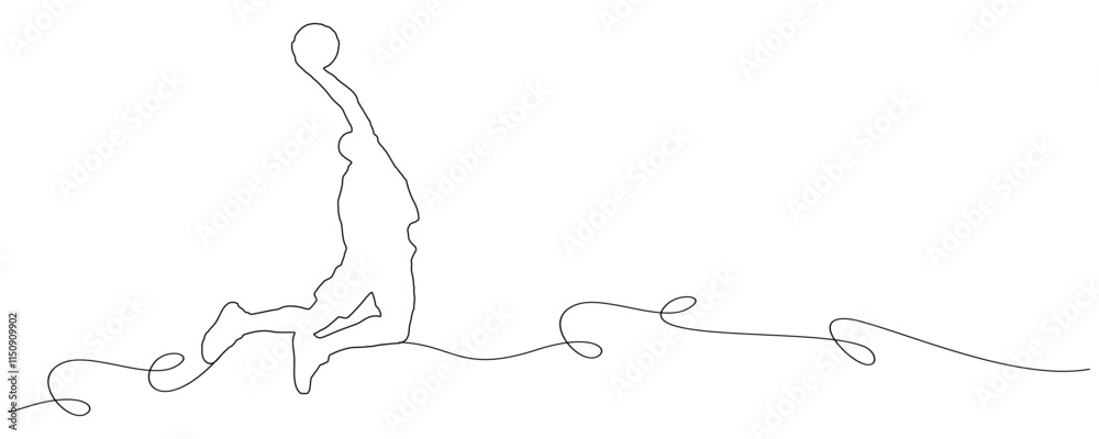 Fototapeta premium line art basketball sport illustration