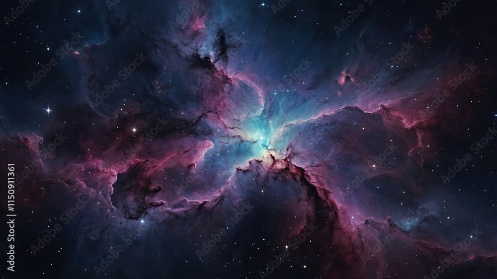Obraz premium Starry Space Nebula, Stars, Space Background, Concept Art, Digital Illustration, Generative AI