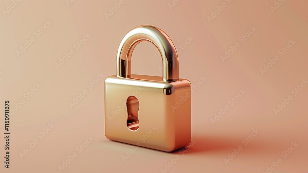 Elegant Gold Padlock on Soft Background Elegant Gold Padlock on Soft Background