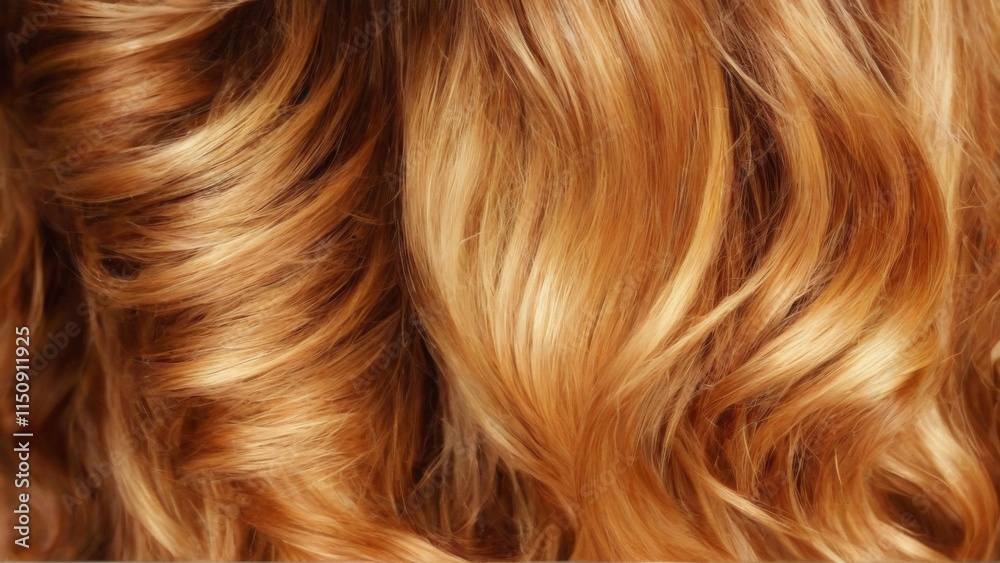Woman with cascading goldenbrown curls on blurred background Woman with cascading goldenbrown curls on blurred background