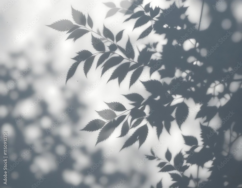 Fototapeta premium Shadows Sunlight Leaves, Plant Wall Concrete