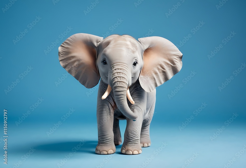 Cute Cartoon Elephant in Front of a Blue Background. Generative AI Cute Cartoon Elephant in Front of a Blue Background. Generative AI