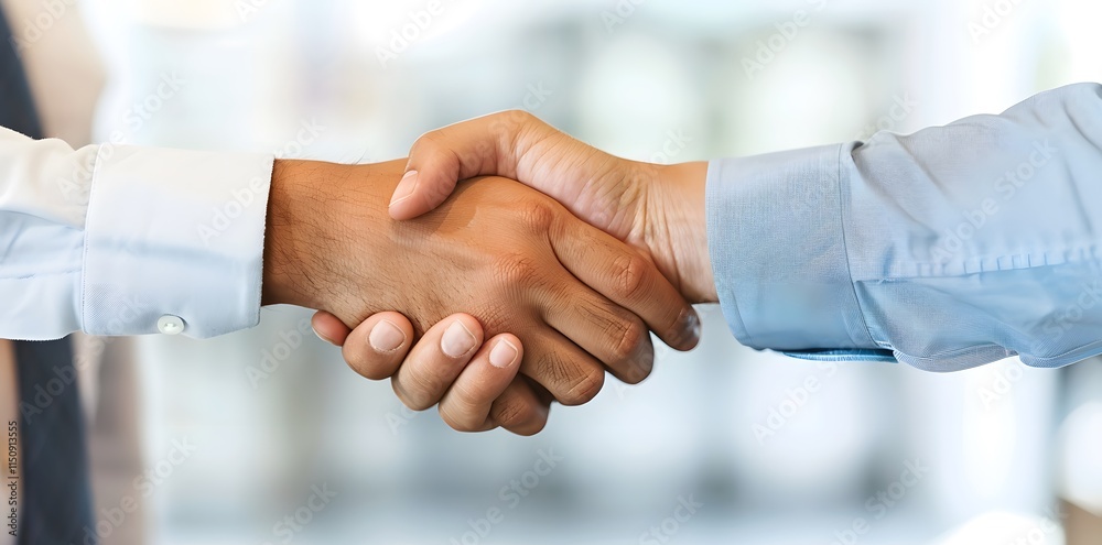 Close-up view of a handshake between business partners symbolizing agreement and partnership in natural light. Close-up view of a handshake between business partners symbolizing agreement and partnership in natural light.