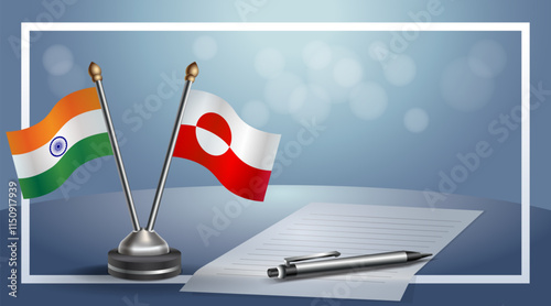 Small national flag of Russian and Greenland flag Relation, Template banner vector Illustration