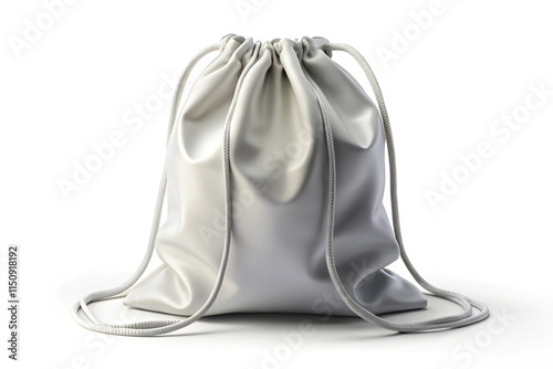 Realistic blank white Drawstring Sport Bag pack Mockup isolated on white background photo