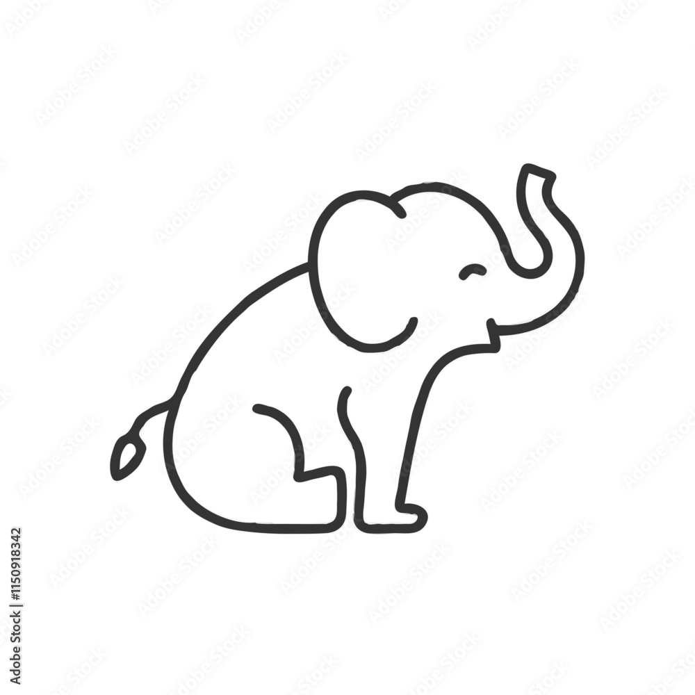 Fototapeta premium sitting happy elephant silhouette vector illustration