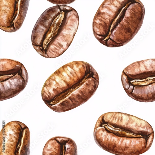 Wallpaper Mural Seamless pattern with hand drawn coffee beans. Coffee beans pattern. Torontodigital.ca